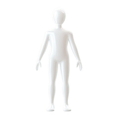 Glossy white mannequin displaying form and posture against a stark backdrop