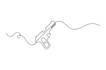 Minimalist gun one line drawing  isolated vector outline illustration
