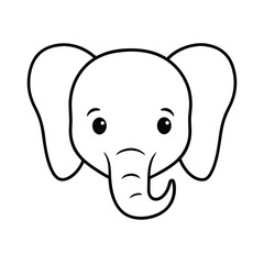 Cute Elephant Face Outline