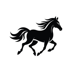 Running horse in dynamic brushstroke art style silhouette vector image on white background