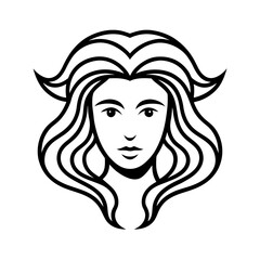 girl with long hair vector line art silhouette
