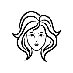 girl with long hair vector line art silhouette