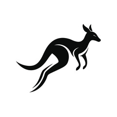 Kangaroo jumping with dynamic movement lines silhouette vector image on white background