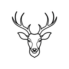 Elk Head with Large Antlers Outline