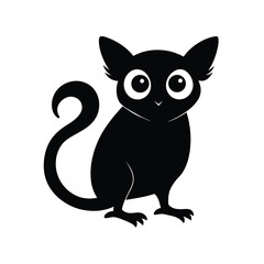 Tarsier tiny primate with huge eyes silhouette vector image on white background
