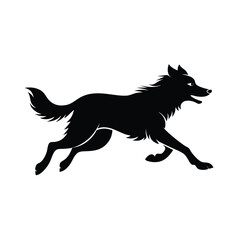 Running border collie active herding dog silhouette vector image on white background