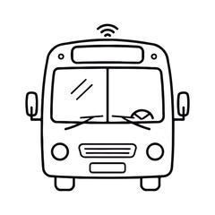 Bus with Wi-Fi Signal Symbol. Smart Bus with Wireless Connection. 
