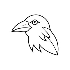 Raven Head Line Art