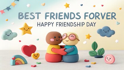 Naklejka premium Friendship Day illustration with diverse cartoon characters
