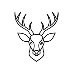 Fototapeta premium Stag Head Front View Outline