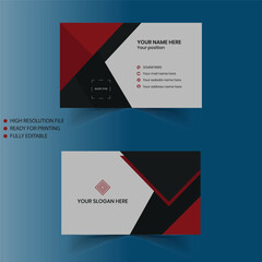 Red modern creative business card and name card  simple clean template vector design