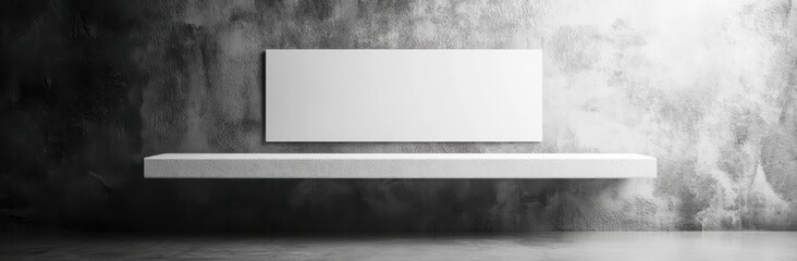 Blank White Canvas Mockup on Gray Stone Shelf