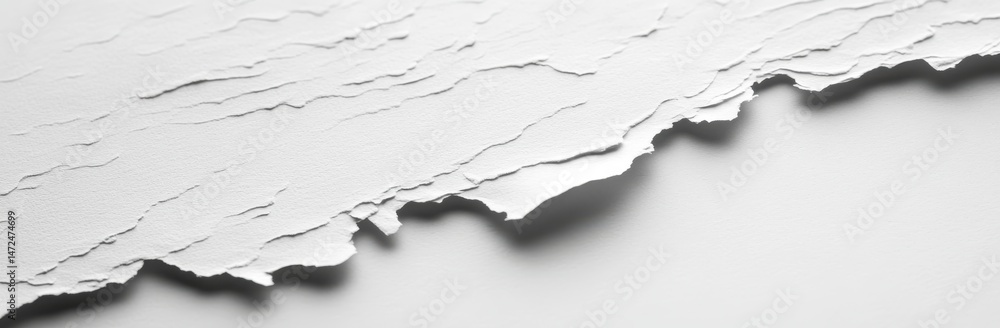 Poster abstract grayscale ripped paper texture with uneven edges and three dimensional depth