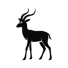 Fototapeta premium Markhor wild goat with spiral horns silhouette vector image on white background