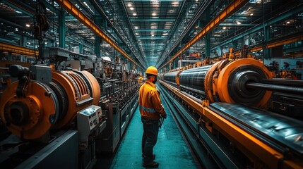 Obraz premium Industrial worker in a large factory