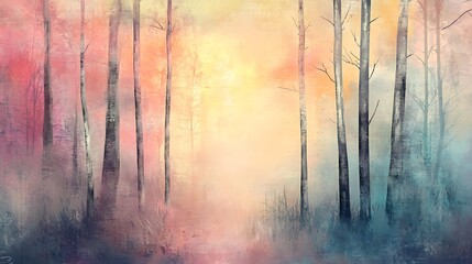 Misty forest, vibrant colors