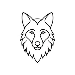 Naklejka premium Wolf Head Front View Outline