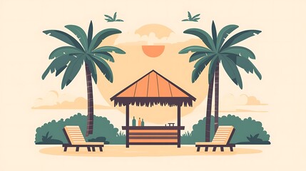 Obraz premium Beach Bar Sunset Relaxation.