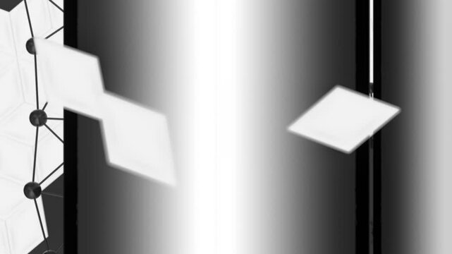 Abstract Geometric Shapes Floating in Gradient Background with Network Connections