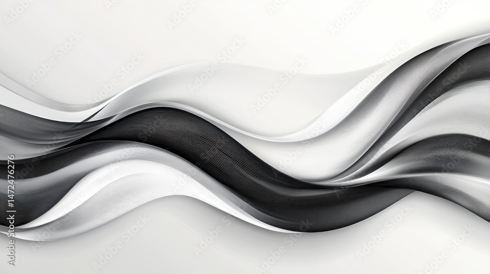 Poster abstract grayscale wavy pattern textured flowing design