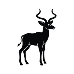 Kudu large African antelope with spiral horns silhouette vector image on white background