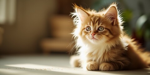 Fototapeta premium Playful Kitten, Charming House Cat Image