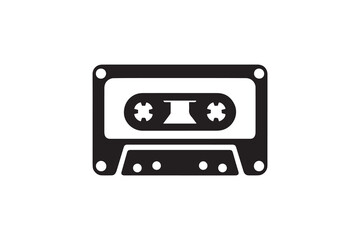 Fototapeta premium simple and unobtrusive cassette vector silhouette illustration isolated in white background