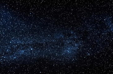 Obraz premium A mesmerizing depiction of a night sky brimming with countless stars, exhibiting a dense scattering of celestial bodies across a deep, dark blue canvas. : Generative AI