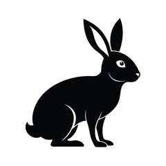 Jackrabbit fast desert hare in jumping pose silhouette vector image on white background