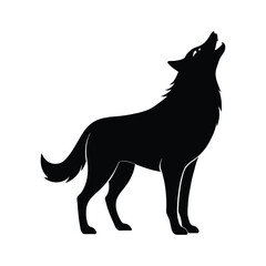 Howling husky domesticated sled dog in silhouette vector image on white background