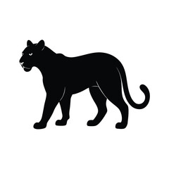 Jaguar powerful spotted big cat in silhouette vector image on white background