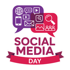 Fototapeta premium Flat Design Social Media Day Vector Illustration.