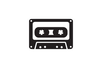 Fototapeta premium simple and unobtrusive cassette vector silhouette illustration isolated in white background