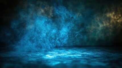 Blue smoke studio backdrop, empty stage