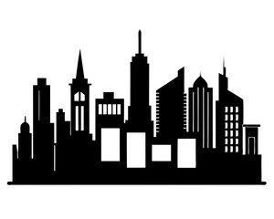 Naklejka premium Vector city silhouette in a flat style. Modern urban landscape. vector illustration