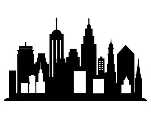 Fototapeta premium Vector city silhouette in a flat style. Modern urban landscape. vector illustration