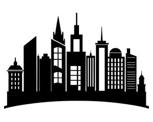 Fototapeta premium Vector city silhouette in a flat style. Modern urban landscape. vector illustration