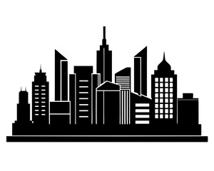 Obraz premium Vector city silhouette in a flat style. Modern urban landscape. vector illustration