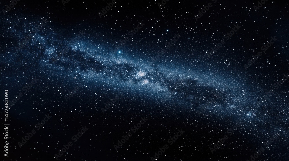 Poster a mesmerizing view of the milky way galaxy, showcasing countless stars and cosmic dust, creating a b
