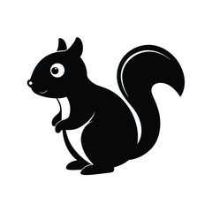 Chipmunk small striped squirrel in black silhouette vector image on white background