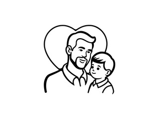 Father’s Day Love Vector  Strong Dad Holding Newborn Baby  Emotional Family Moment, Parenthood Line Art Illustration.
