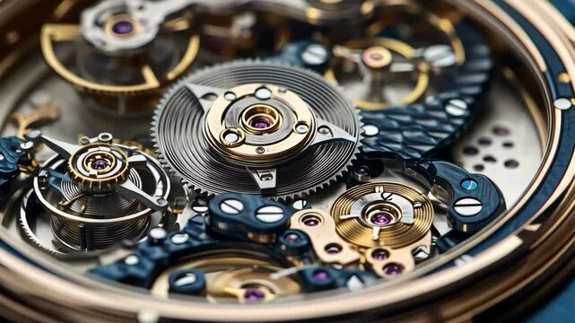 Detailed close-up of a complex watch mechanism