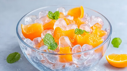 Refreshing citrus fruit salad with ice