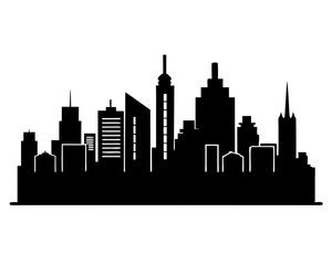 Obraz premium Vector city silhouette in a flat style. Modern urban landscape. vector illustration