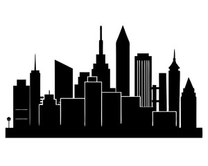 Fototapeta premium Vector city silhouette in a flat style. Modern urban landscape. vector illustration