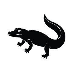 Caiman crocodilian reptile found in swamps silhouette vector image on white background