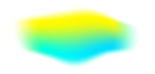 Abstract blurry gradient shape. Yellow and green mesh fluid liquid element. Soft light blob with aura gradation. Blended vibrant multicolor wave