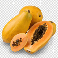 papaya on white background