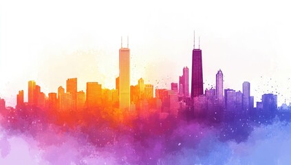 Fototapeta premium Colorful cityscape skyline