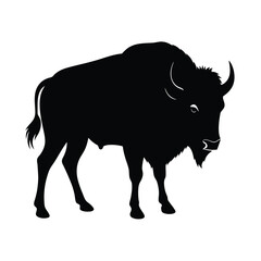 Bison large American herbivore black silhouette vector image on white background